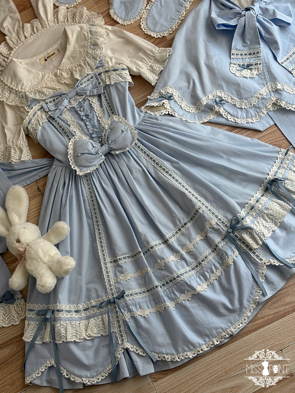 Vintage Petal Rabbit - Cotton Old School Lolita JSK Dress, Petal-Shaped Hem - Image 59