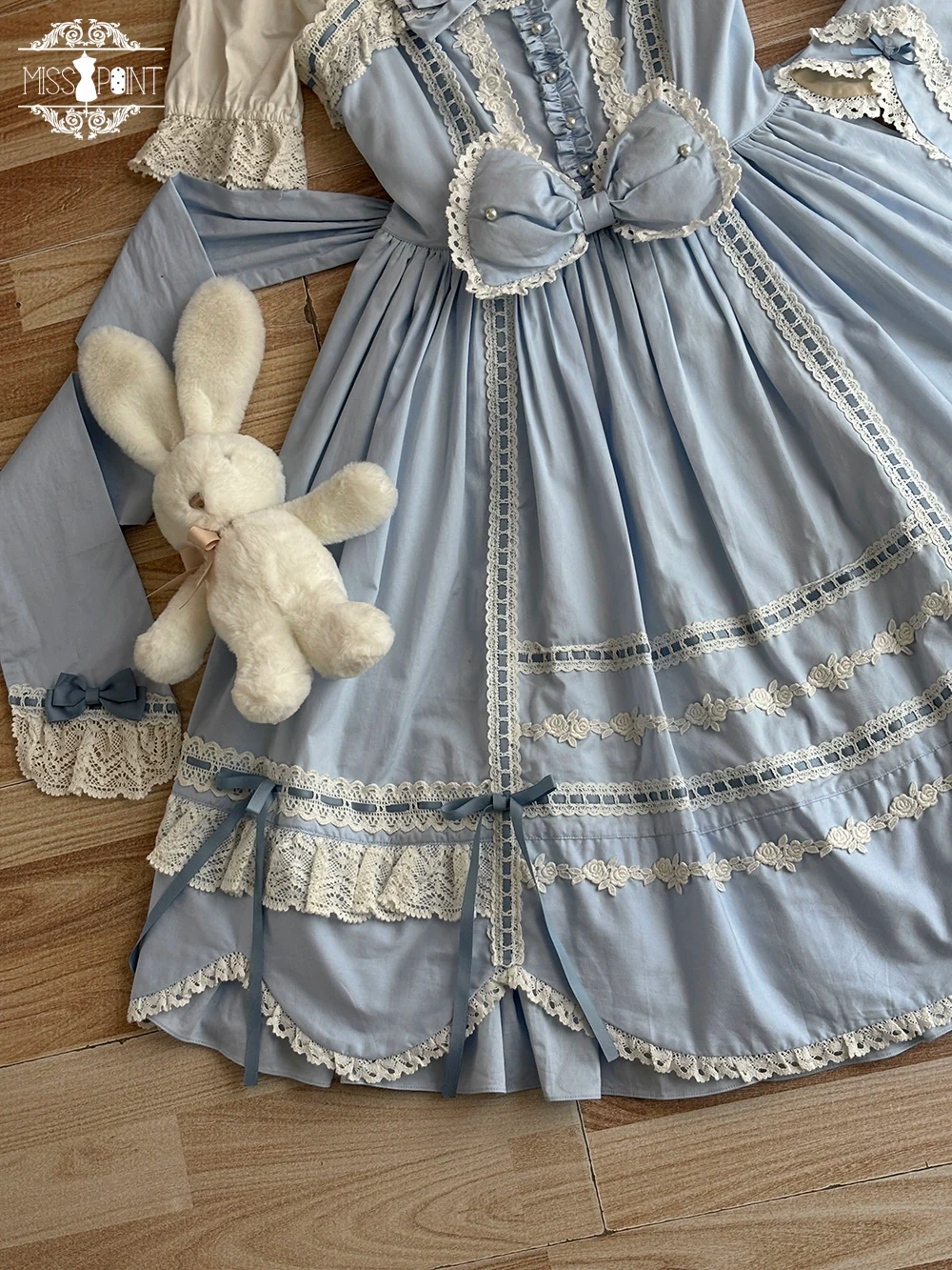 Vintage Petal Rabbit - Cotton Old School Lolita JSK Dress, Petal-Shaped Hem - Image 60