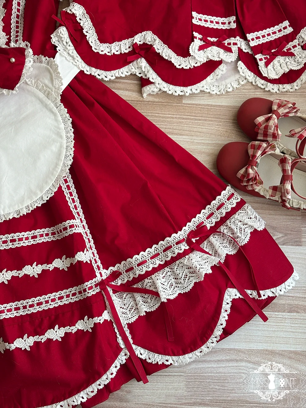 Vintage Petal Rabbit - Cotton Old School Lolita JSK Dress, Petal-Shaped Hem - Image 64