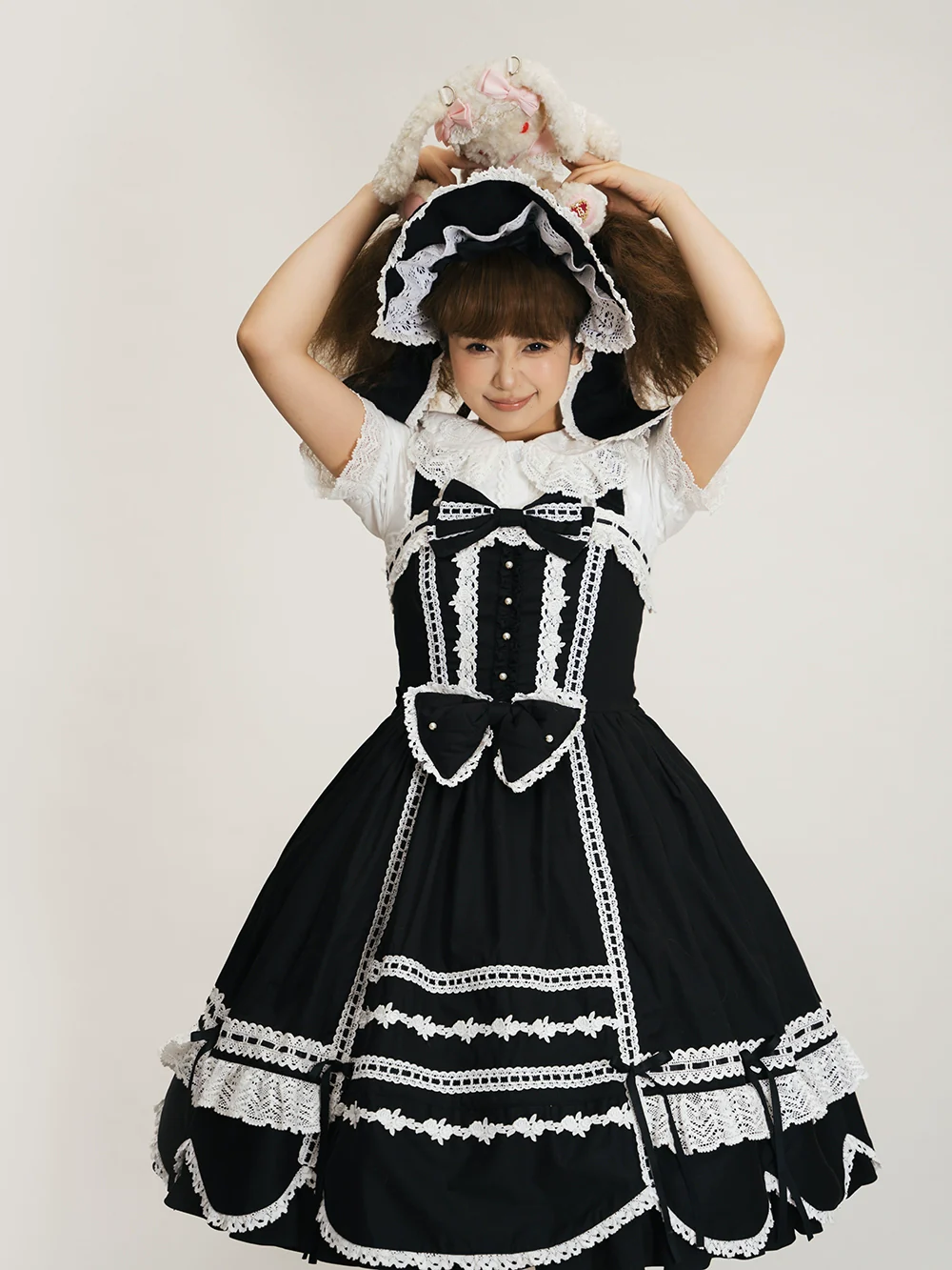 Vintage Petal Rabbit - Cotton Old School Lolita JSK Dress, Petal-Shaped Hem - Image 8
