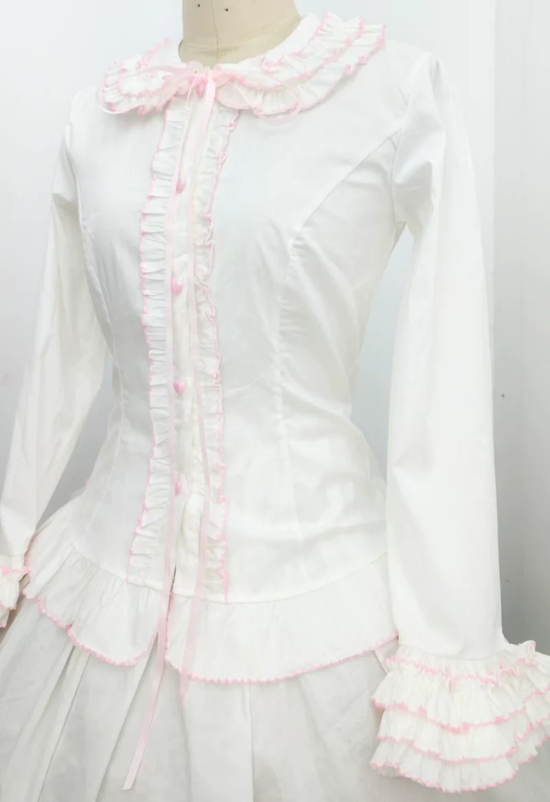 Cotton Sweet Lolita Shirt, Flared Cuffs - Image 10