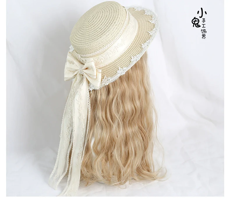 Country Lolita Handmade Lace Straw Hat - Image 3