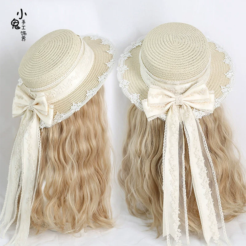 Country Lolita Handmade Lace Straw Hat - Image 4