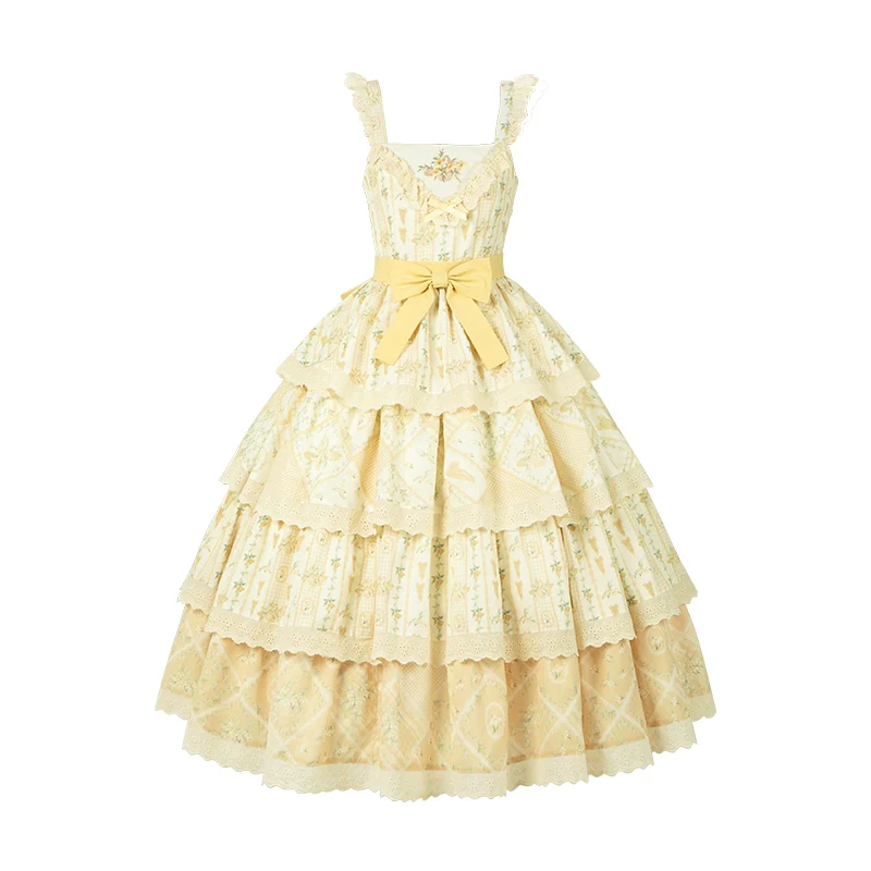 With PUJI - Letter and Poetry Sunflower Matters - Country Lolita JSK Embroidered Printed Lolita Dress - Image 14