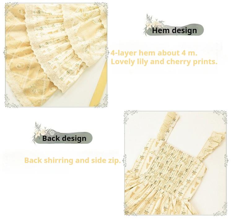 With PUJI - Letter and Poetry Sunflower Matters - Country Lolita JSK Embroidered Printed Lolita Dress - Image 16