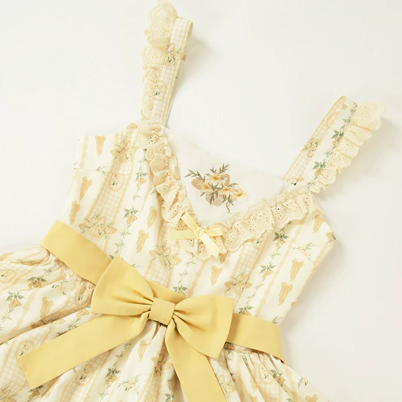 With PUJI - Letter and Poetry Sunflower Matters - Country Lolita JSK Embroidered Printed Lolita Dress - Image 17