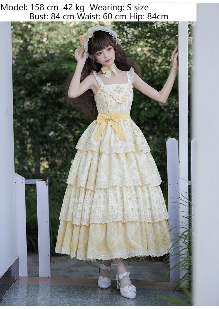 With PUJI - Letter and Poetry Sunflower Matters - Country Lolita JSK Embroidered Printed Lolita Dress - Image 3