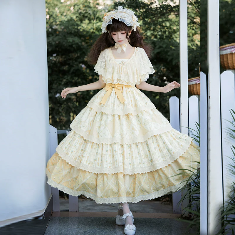 With PUJI - Letter and Poetry Sunflower Matters - Country Lolita JSK Embroidered Printed Lolita Dress - Image 5
