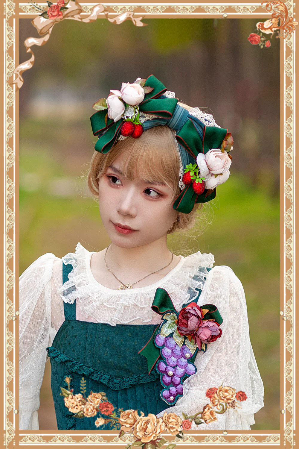 Grape Manor - Country Lolita JSK Suit with Grape Embroidery - Image 11