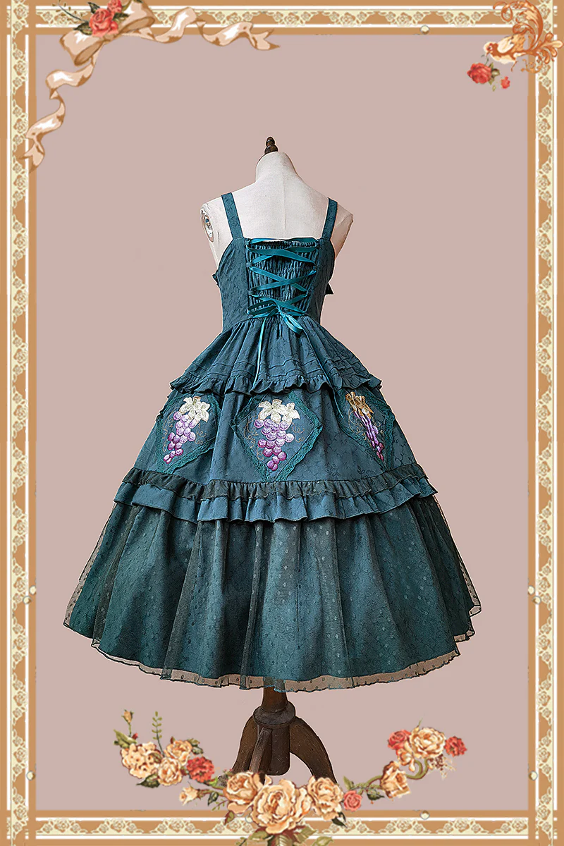 Grape Manor - Country Lolita JSK Suit with Grape Embroidery - Image 18