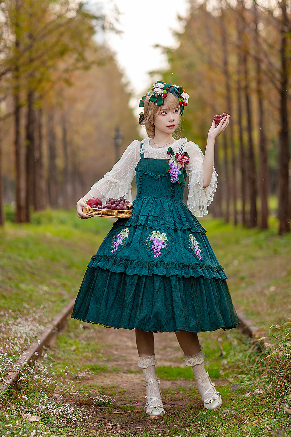 Grape Manor - Country Lolita JSK Suit with Grape Embroidery - Image 2