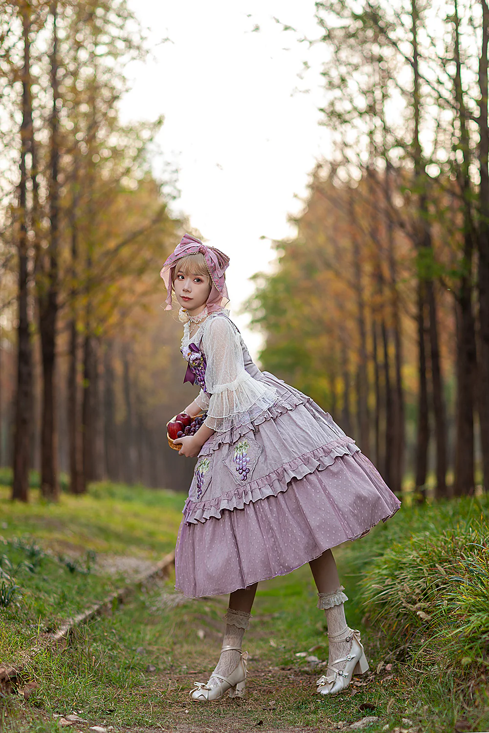 Grape Manor - Country Lolita JSK Suit with Grape Embroidery - Image 5
