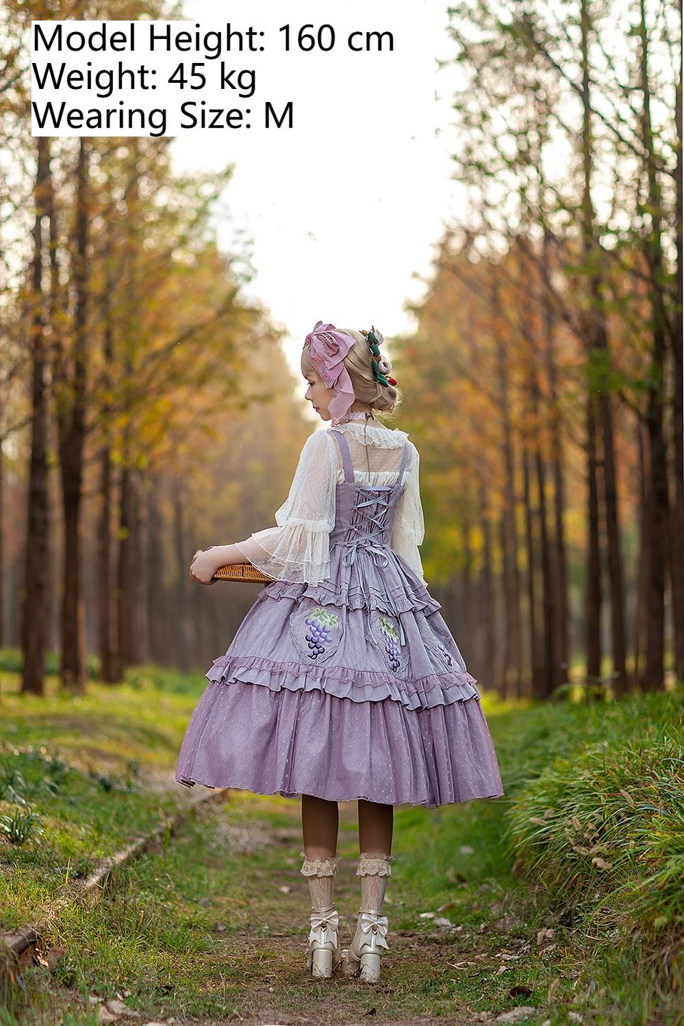 Grape Manor - Country Lolita JSK Suit with Grape Embroidery - Image 6