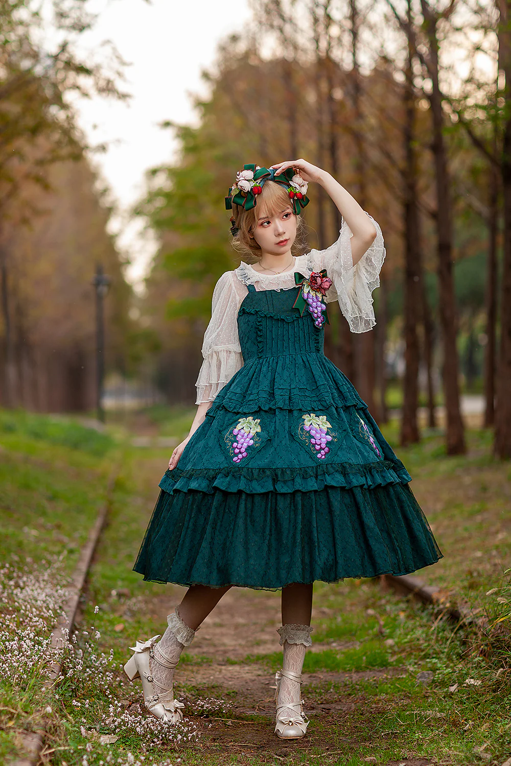 Grape Manor - Country Lolita JSK Suit with Grape Embroidery - Image 8