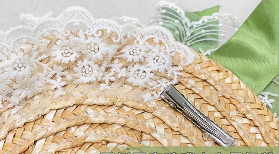 With PUJI - Floral Language - Country Lolita Lace Bow Flat Cap Straw Hat - Image 22