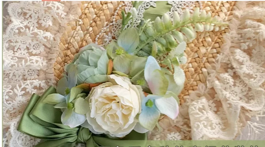 With PUJI - Floral Language - Country Lolita Lace Bow Flat Cap Straw Hat - Image 24