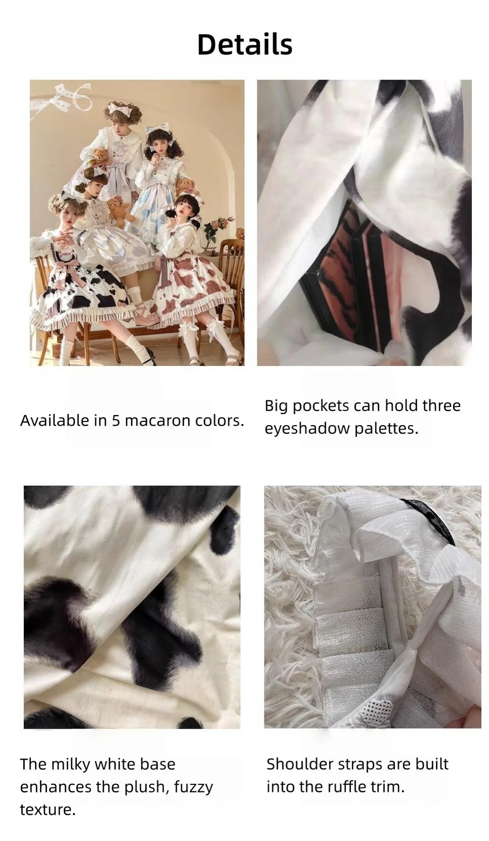 Milky Dango - Cow Spot Kawaii Lolita JSK, Side Pockets - Image 10