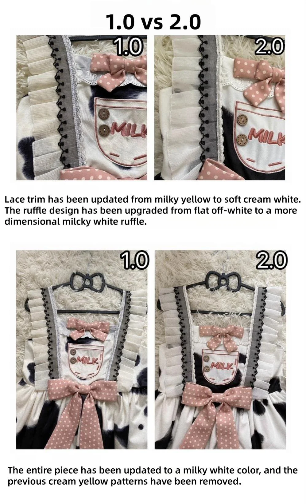 Milky Dango - Cow Spot Kawaii Lolita JSK, Side Pockets - Image 11