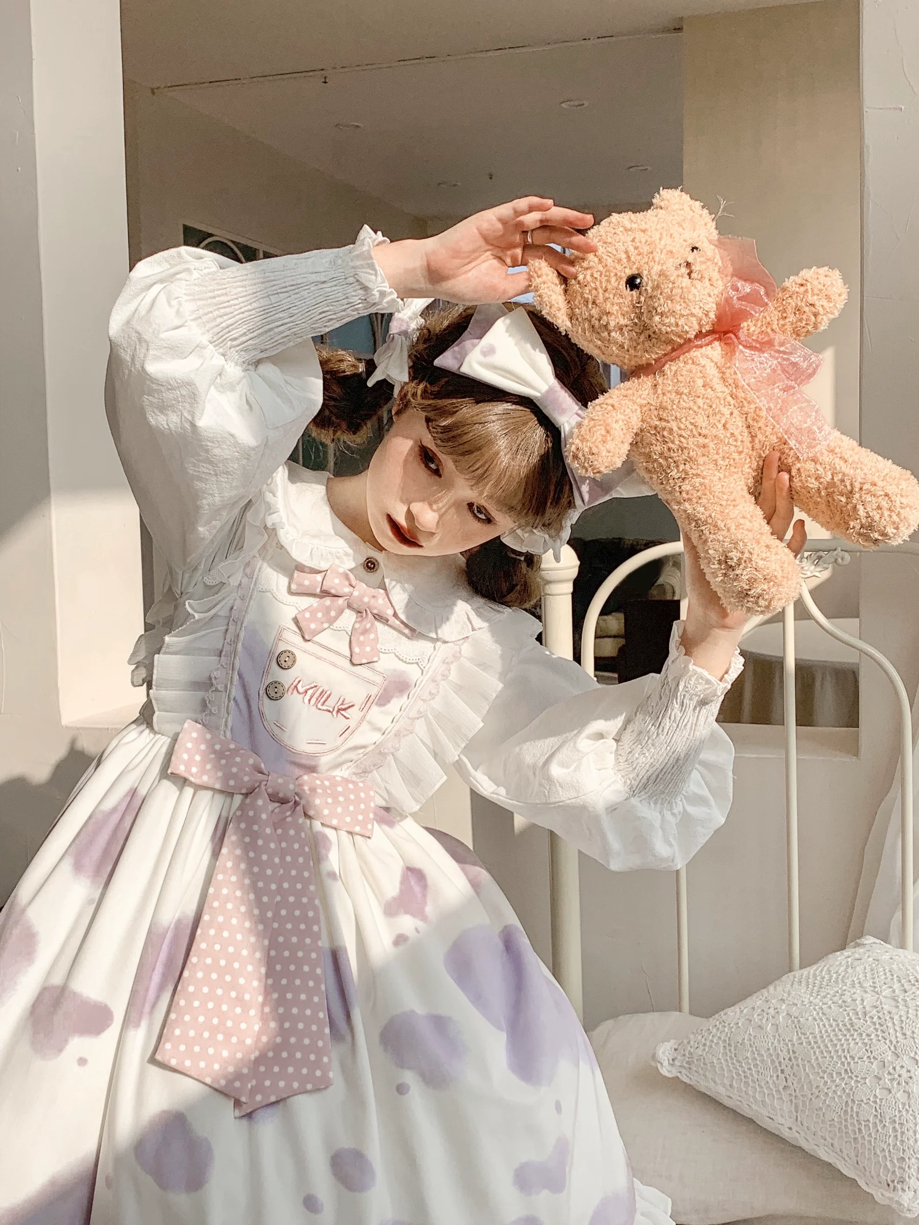 Milky Dango - Cow Spot Kawaii Lolita JSK, Side Pockets - Image 32