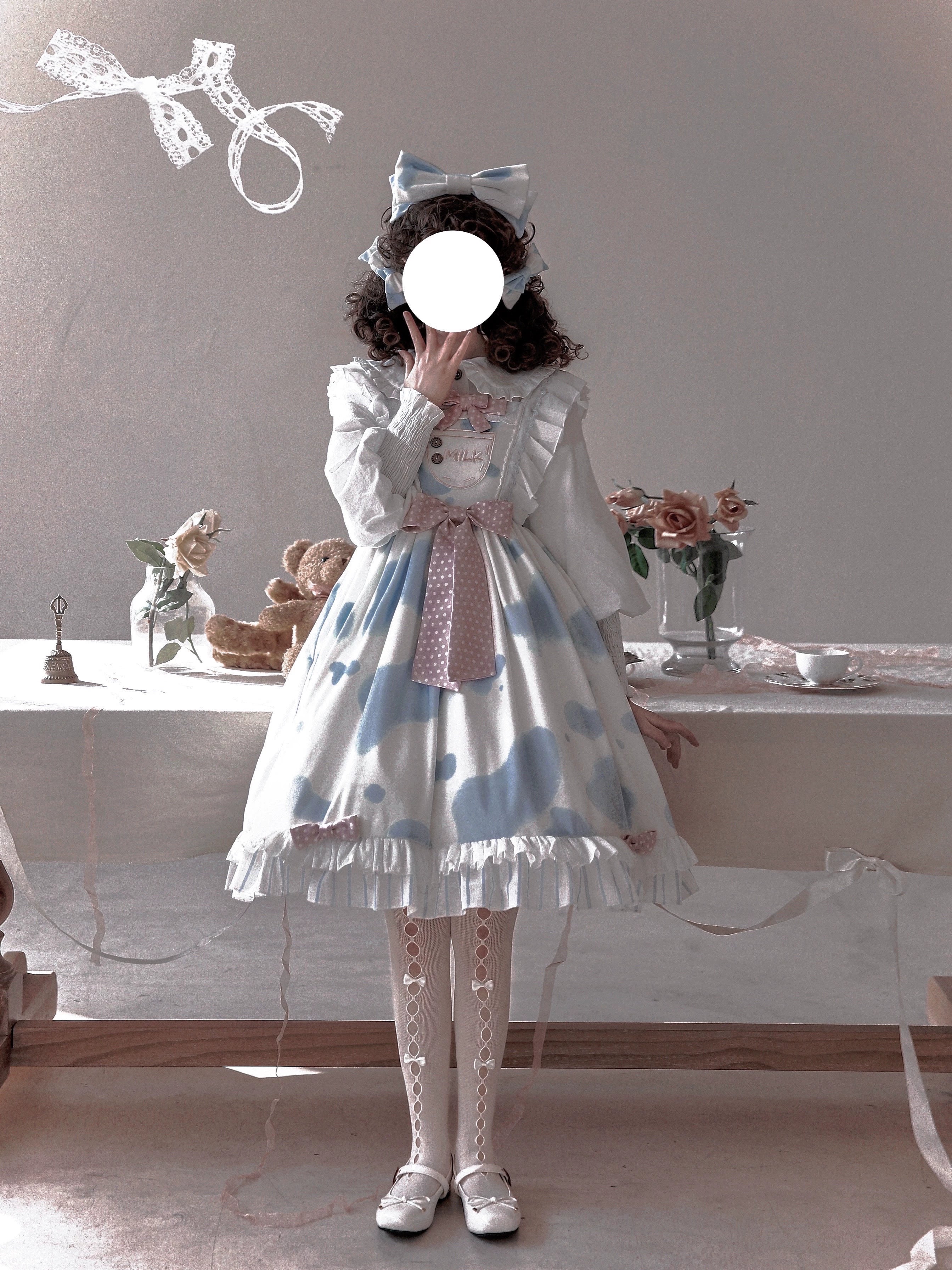 Milky Dango - Cow Spot Kawaii Lolita JSK, Side Pockets - Image 46