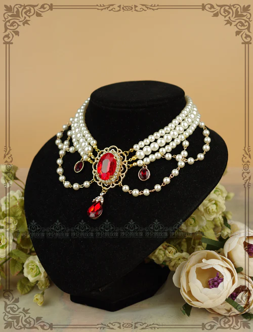 Customized Lolita Pearl Necklace with Gemstone Pendants - Image 11