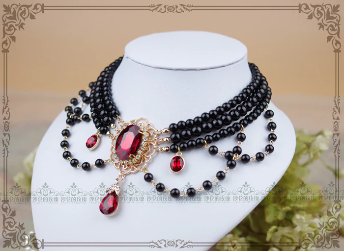 Customized Lolita Pearl Necklace with Gemstone Pendants - Image 13