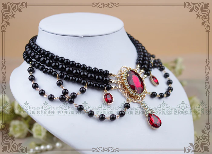 Customized Lolita Pearl Necklace with Gemstone Pendants - Image 14