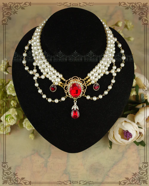 Customized Lolita Pearl Necklace with Gemstone Pendants - Image 2