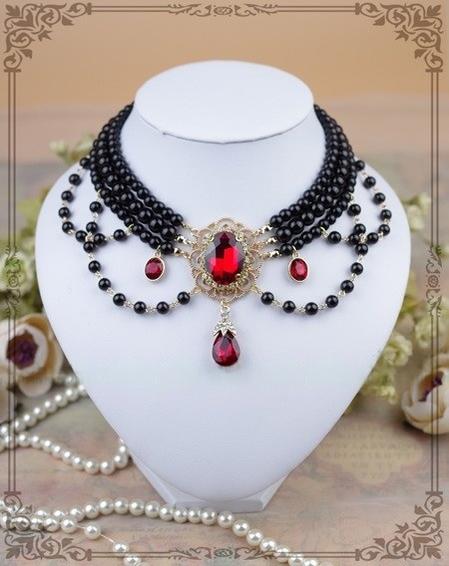 Customized Lolita Pearl Necklace with Gemstone Pendants - Image 3