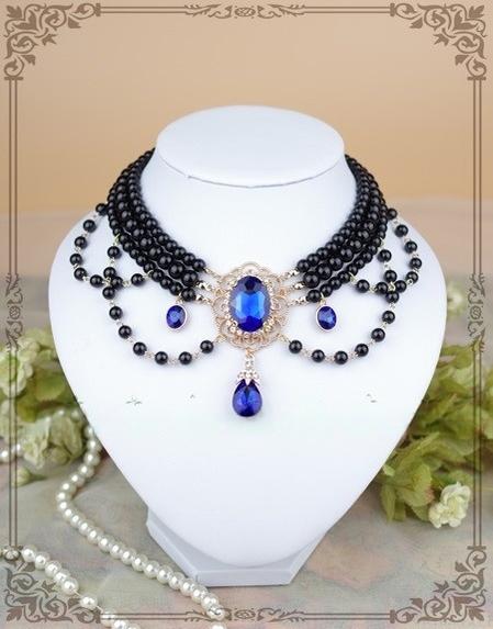 Customized Lolita Pearl Necklace with Gemstone Pendants - Image 4