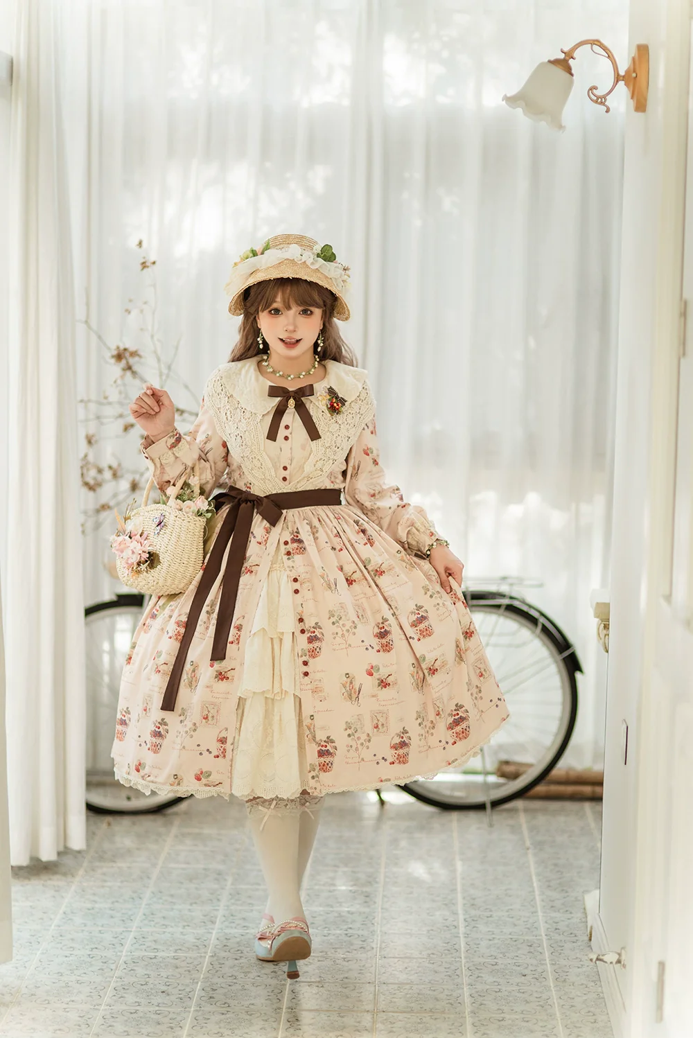 Chubby Fox in the Forest - Customized Lolita Skirt Embroidery Lace Cotton Lolita Skirt - Image 10