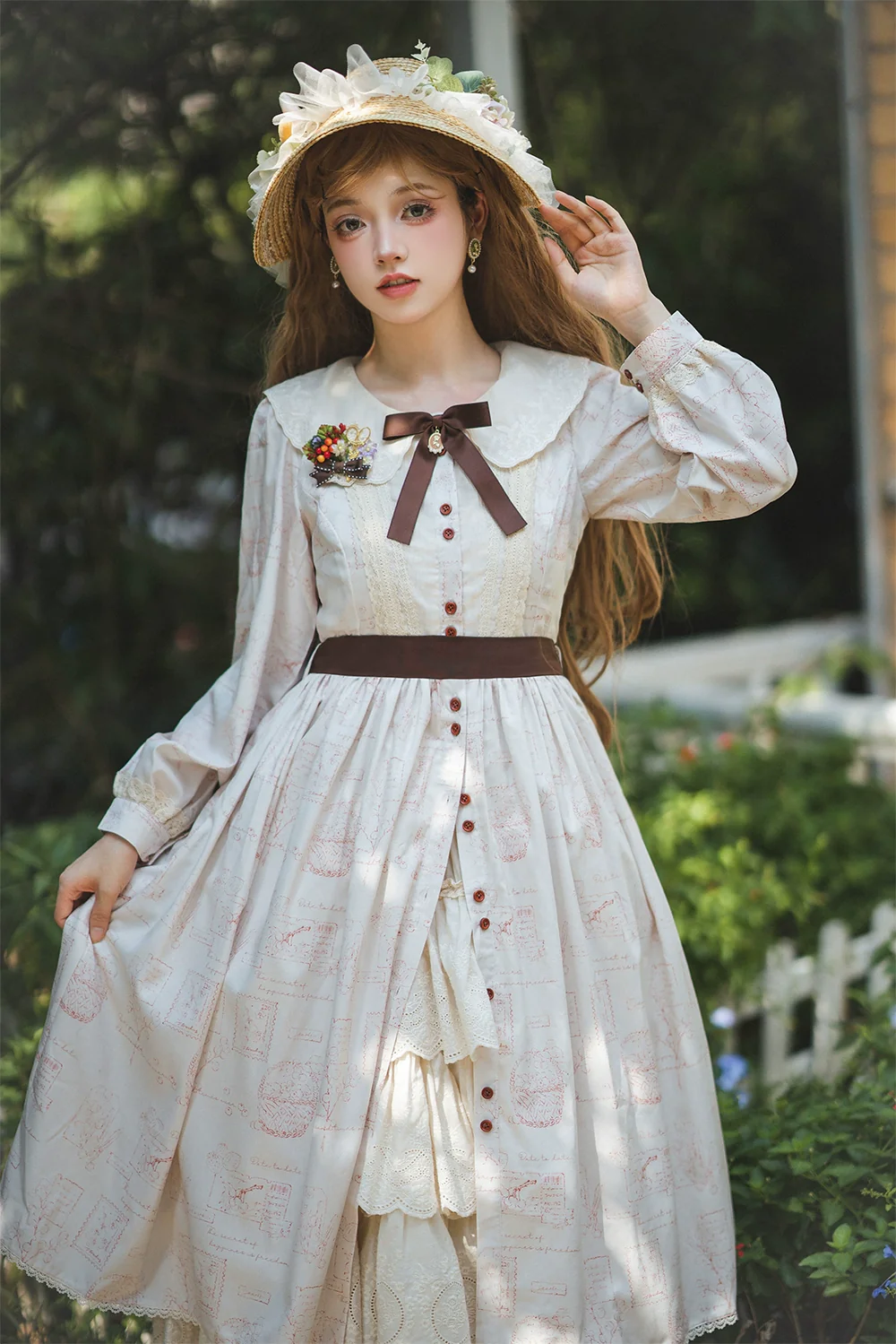 Chubby Fox in the Forest - Customized Lolita Skirt Embroidery Lace Cotton Lolita Skirt - Image 12
