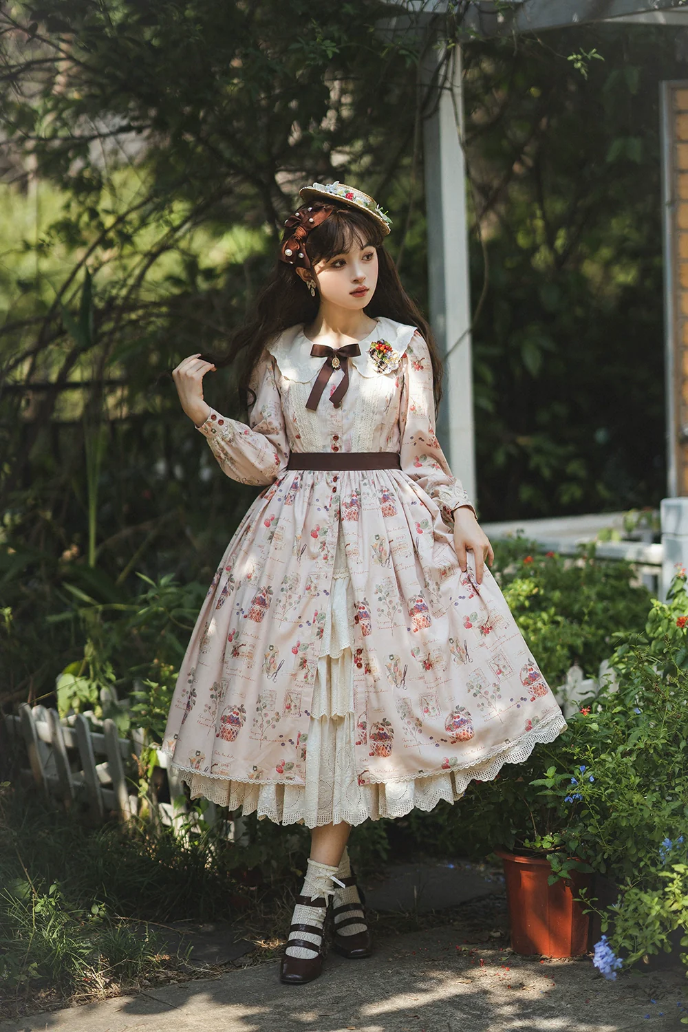 Chubby Fox in the Forest - Customized Lolita Skirt Embroidery Lace Cotton Lolita Skirt - Image 14
