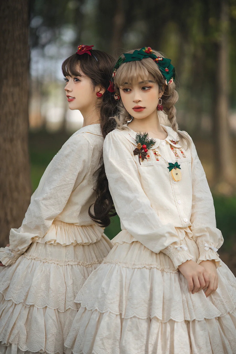 Chubby Fox in the Forest - Customized Lolita Skirt Embroidery Lace Cotton Lolita Skirt - Image 20