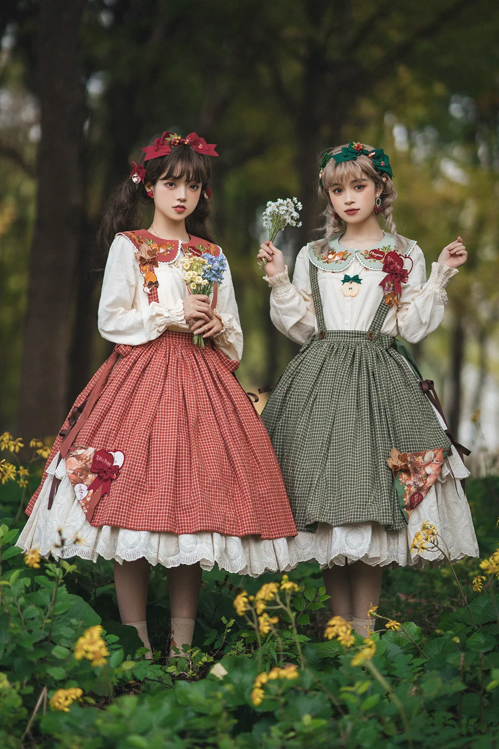 Chubby Fox in the Forest - Customized Lolita Skirt Embroidery Lace Cotton Lolita Skirt - Image 22