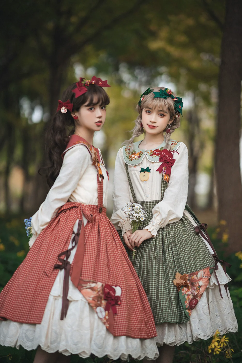 Chubby Fox in the Forest - Customized Lolita Skirt Embroidery Lace Cotton Lolita Skirt - Image 23