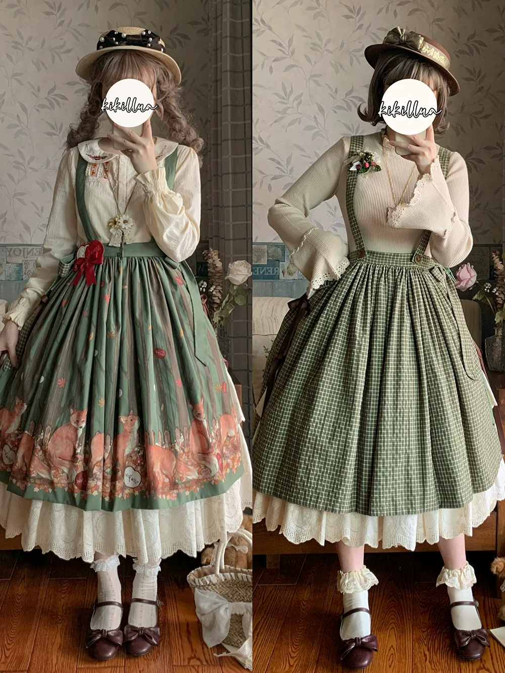 Chubby Fox in the Forest - Customized Lolita Skirt Embroidery Lace Cotton Lolita Skirt - Image 24