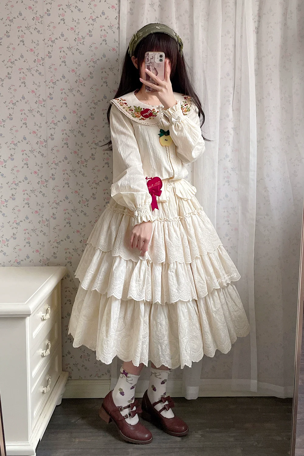 Chubby Fox in the Forest - Customized Lolita Skirt Embroidery Lace Cotton Lolita Skirt - Image 29