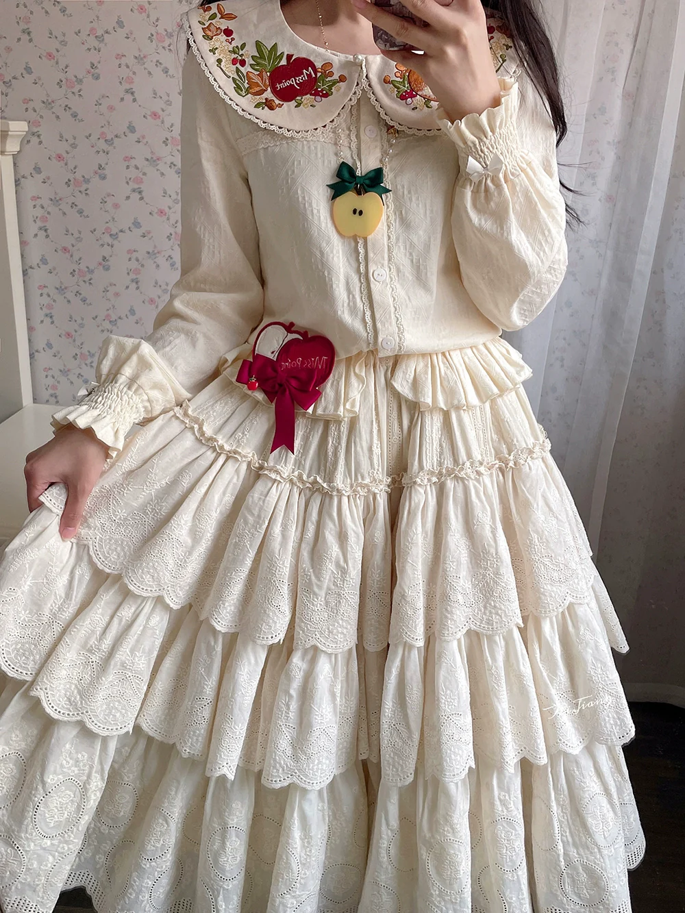 Chubby Fox in the Forest - Customized Lolita Skirt Embroidery Lace Cotton Lolita Skirt - Image 32
