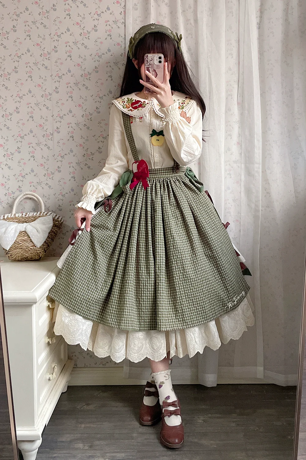 Chubby Fox in the Forest - Customized Lolita Skirt Embroidery Lace Cotton Lolita Skirt - Image 33