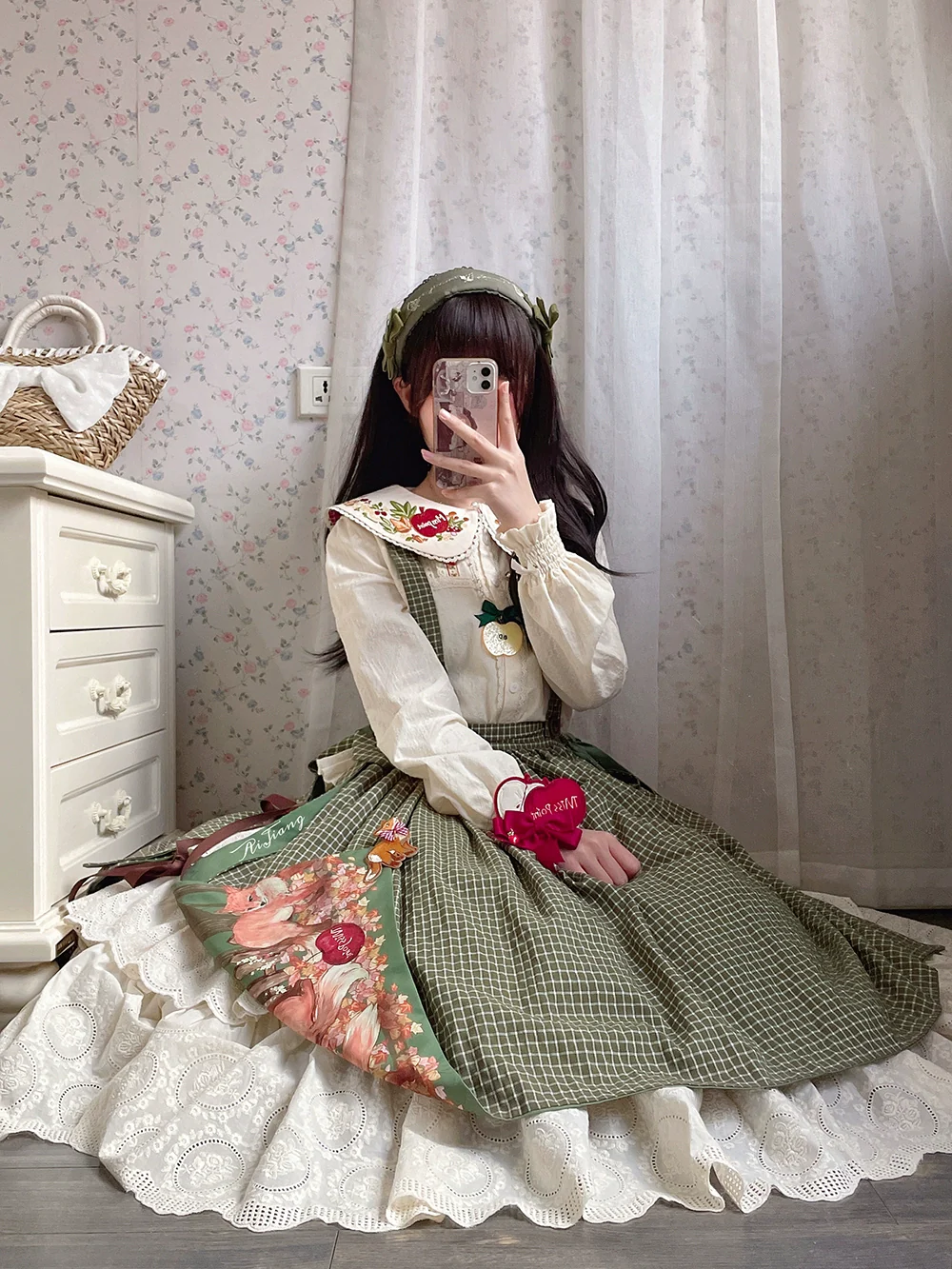 Chubby Fox in the Forest - Customized Lolita Skirt Embroidery Lace Cotton Lolita Skirt - Image 34