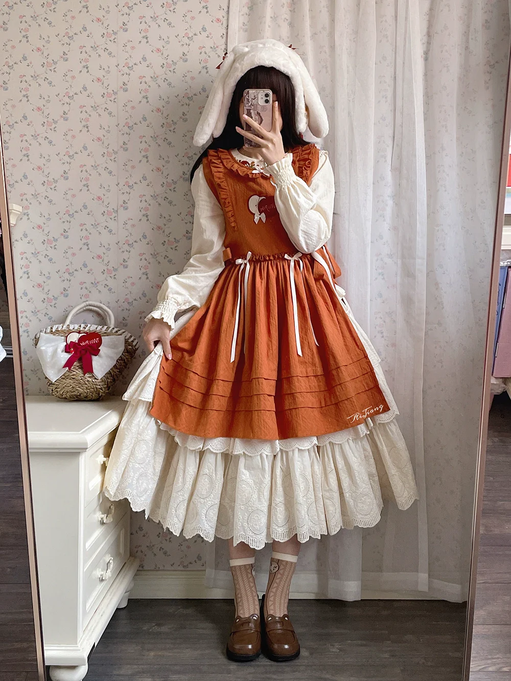 Chubby Fox in the Forest - Customized Lolita Skirt Embroidery Lace Cotton Lolita Skirt - Image 35