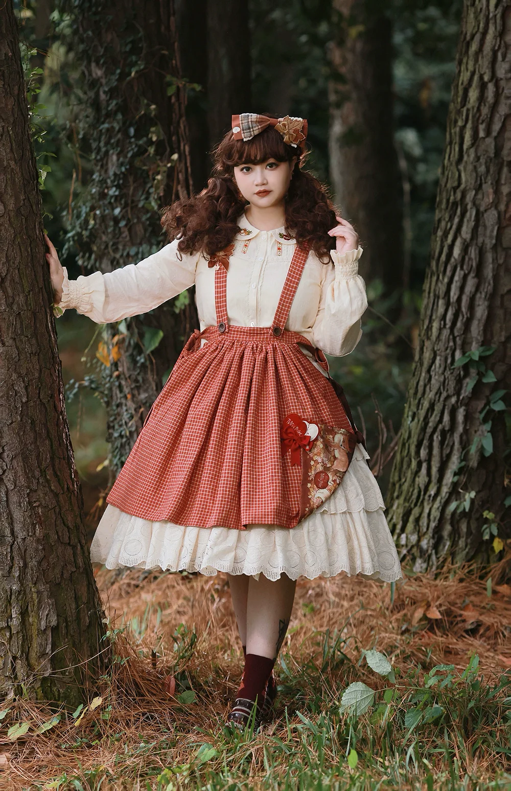 Chubby Fox in the Forest - Customized Lolita Skirt Embroidery Lace Cotton Lolita Skirt - Image 39