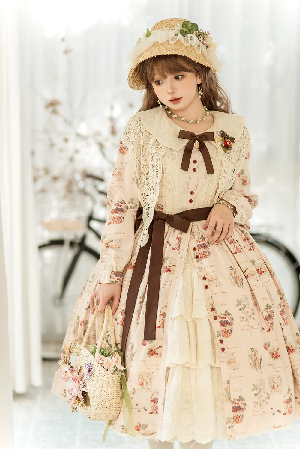Chubby Fox in the Forest - Customized Lolita Skirt Embroidery Lace Cotton Lolita Skirt - Image 9