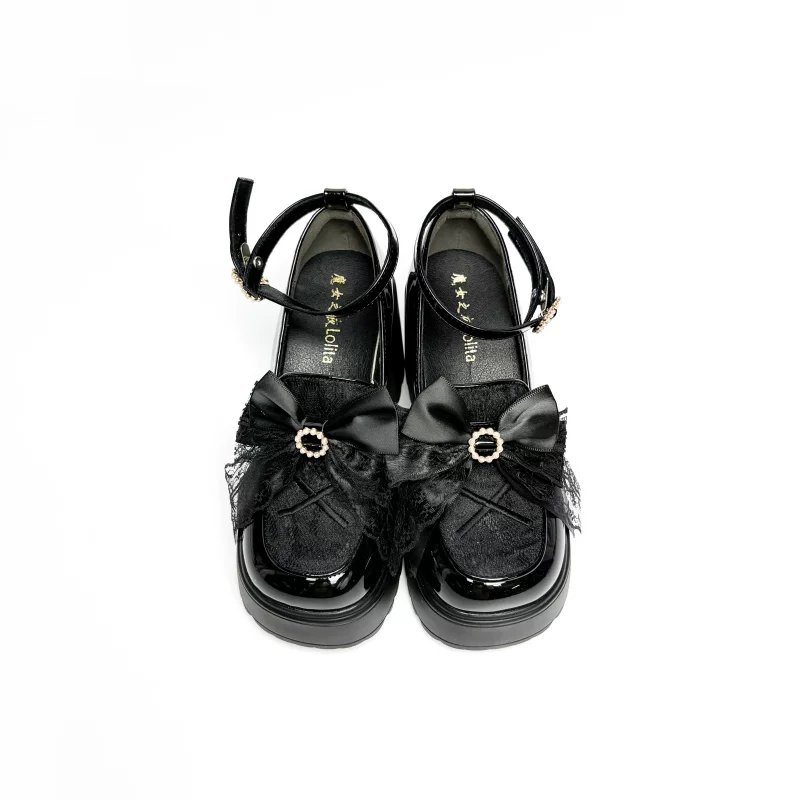 Daily Lolita Heels Shoes, White & Black Color - Image 10