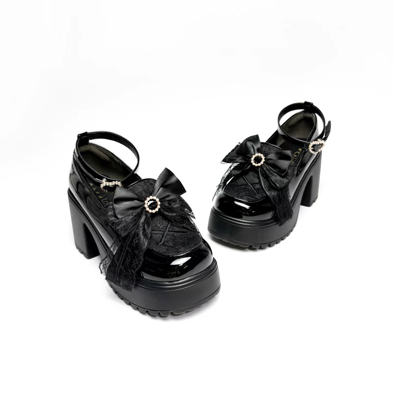 Daily Lolita Heels Shoes, White & Black Color - Image 11