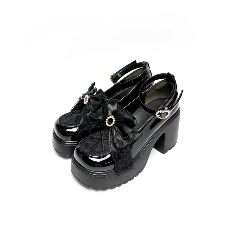 Daily Lolita Heels Shoes, White & Black Color - Image 12