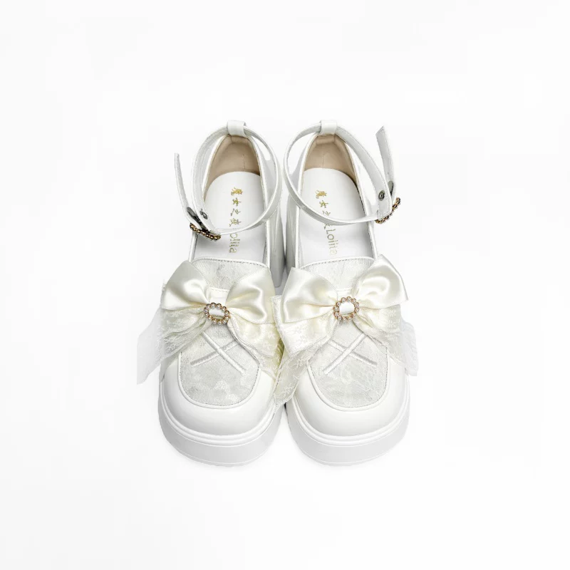 Daily Lolita Heels Shoes, White & Black Color - Image 13