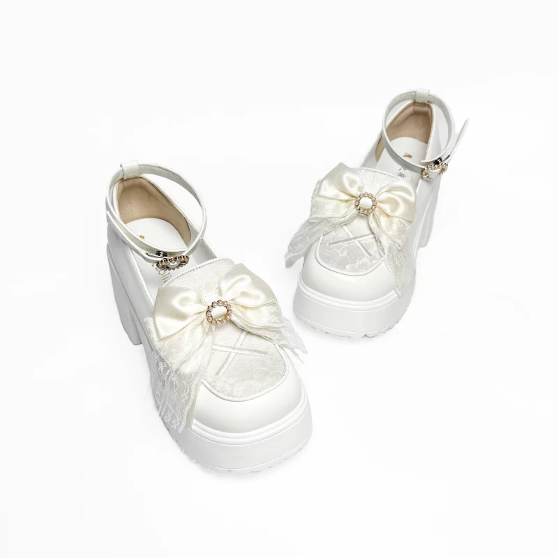 Daily Lolita Heels Shoes, White & Black Color - Image 14