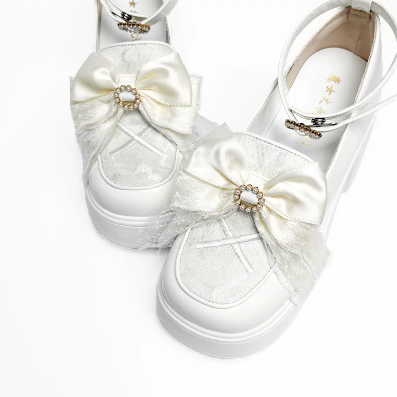 Daily Lolita Heels Shoes, White & Black Color - Image 15